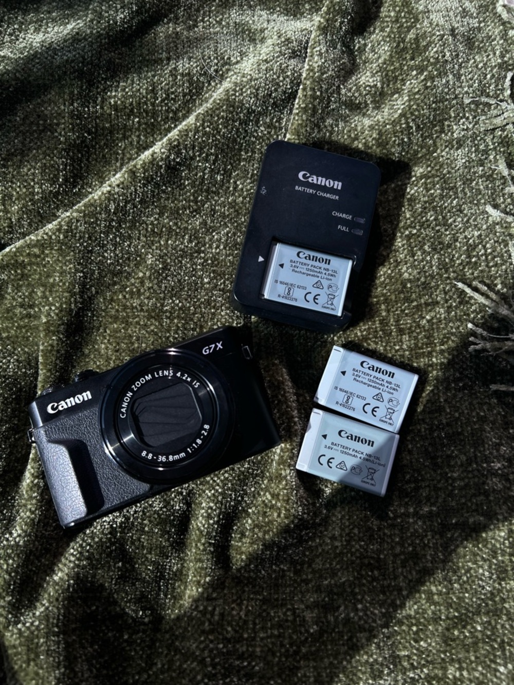 Canon G7 X Mark II with Charger and Three Batteries